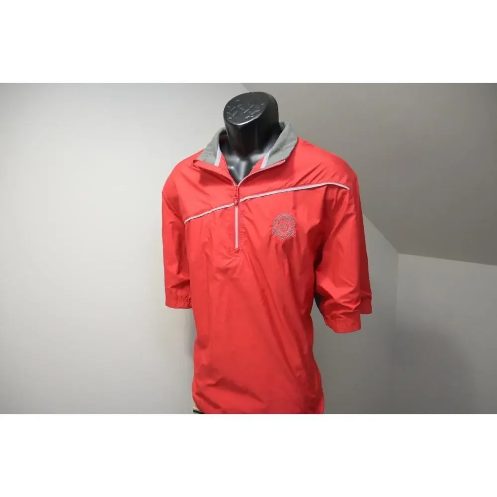 Sunice Golf 1/4 Zip Windbreaker Jacket Pull Over Red Short Sleeve Mens‎ Sz XL